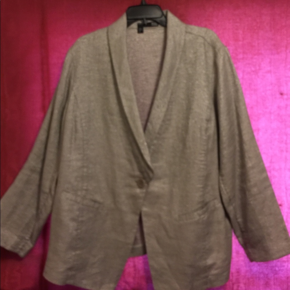 Eileen Fisher Silver Sparkle Linen Jacket Blazer